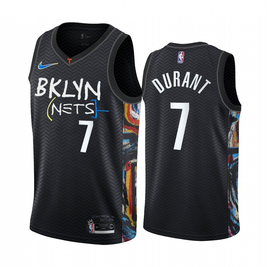 Men Brooklyn Nets #7 kevin durant black city edition honor basquiat 2020 nba jersey